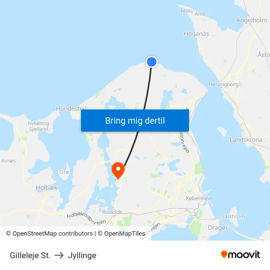 Gilleleje St. to Jyllinge map