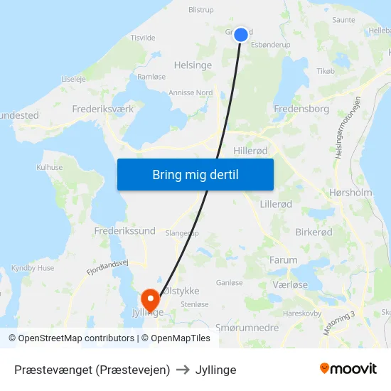 Præstevænget (Præstevejen) to Jyllinge map