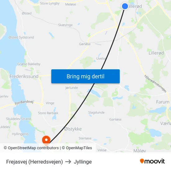 Frejasvej (Herredsvejen) to Jyllinge map