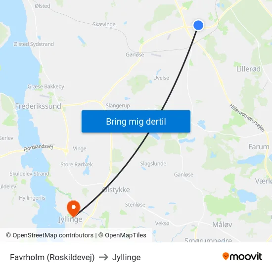 Favrholm (Roskildevej) to Jyllinge map
