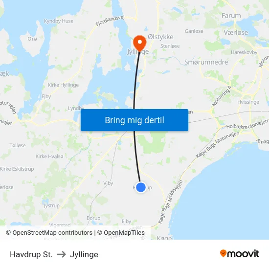 Havdrup St. to Jyllinge map