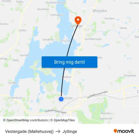 Vestergade (Møllehusvej) to Jyllinge map
