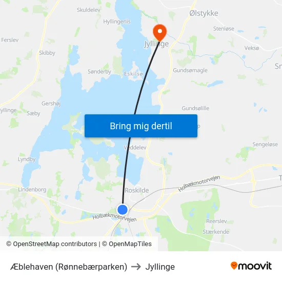 Æblehaven (Rønnebærparken) to Jyllinge map