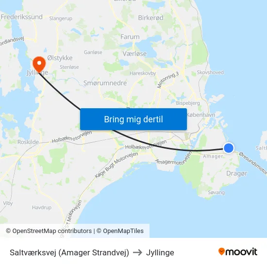 Saltværksvej (Amager Strandvej) to Jyllinge map