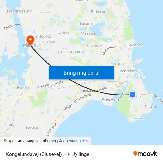 Kongelundsvej (Slusevej) to Jyllinge map