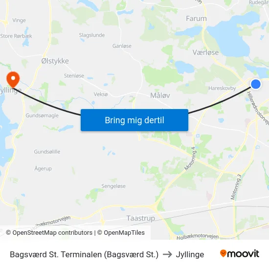 Bagsværd St. Terminalen (Bagsværd St.) to Jyllinge map