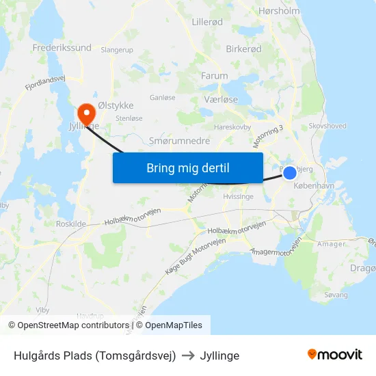 Hulgårds Plads (Tomsgårdsvej) to Jyllinge map