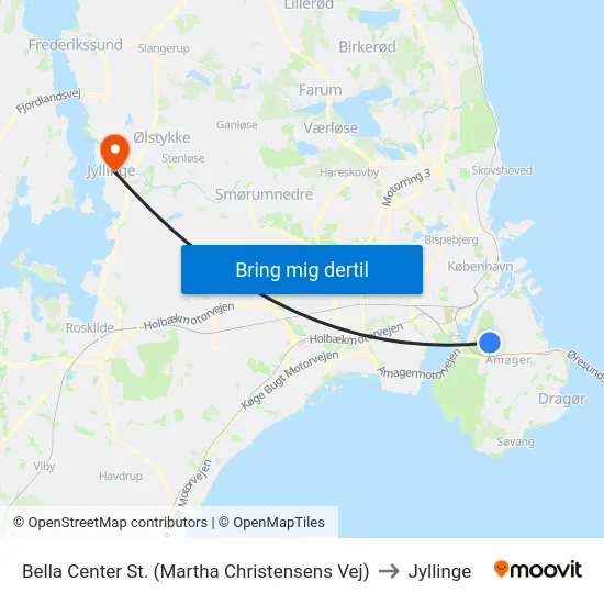 Bella Center St. (Martha Christensens Vej) to Jyllinge map
