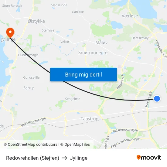 Rødovrehallen (Sløjfen) to Jyllinge map