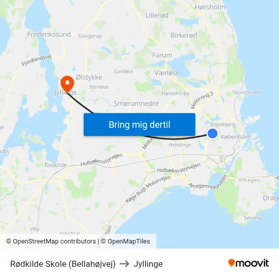 Rødkilde Skole (Bellahøjvej) to Jyllinge map