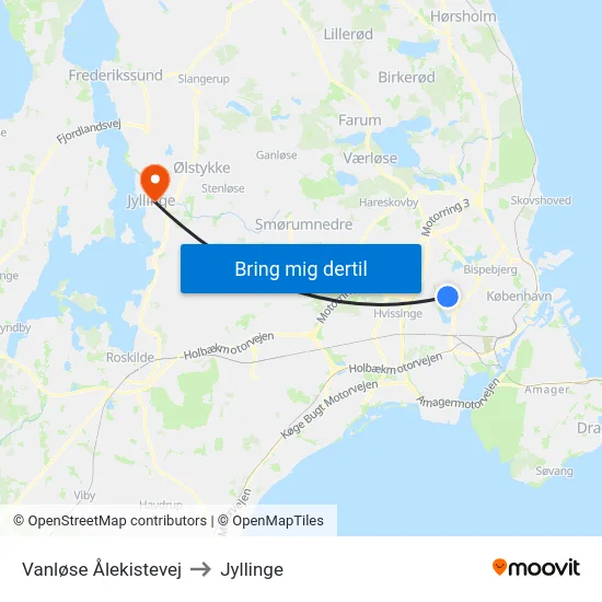 Vanløse Ålekistevej to Jyllinge map