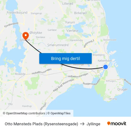 Otto Mønsteds Plads (Rysensteensgade) to Jyllinge map