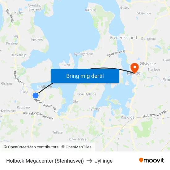Holbæk Megacenter (Stenhusvej) to Jyllinge map