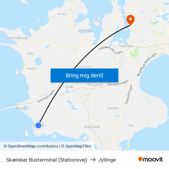 Skælskør Busterminal (Stationsvej) to Jyllinge map