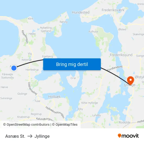 Asnæs St. to Jyllinge map