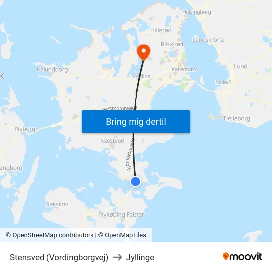 Stensved (Vordingborgvej) to Jyllinge map