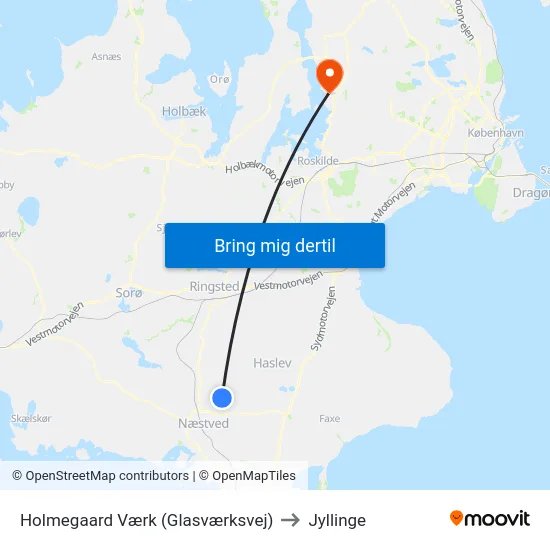 Holmegaard Værk (Glasværksvej) to Jyllinge map