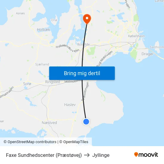 Faxe Sundhedscenter (Præstøvej) to Jyllinge map