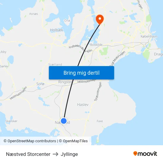 Næstved Storcenter to Jyllinge map