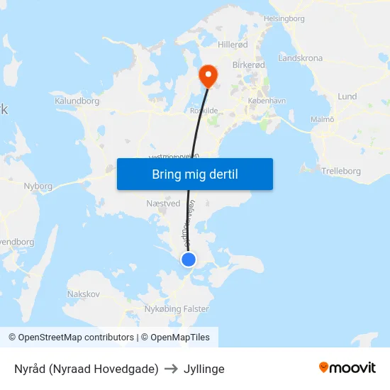 Nyråd (Nyraad Hovedgade) to Jyllinge map