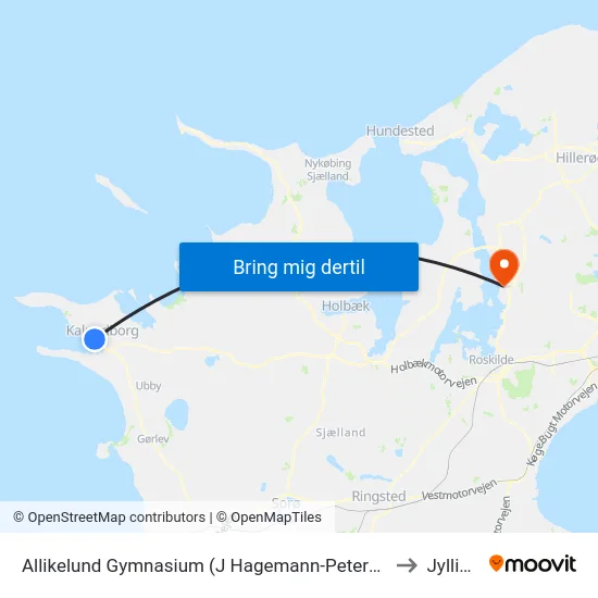 Allikelund Gymnasium (J Hagemann-Petersens Allé) to Jyllinge map