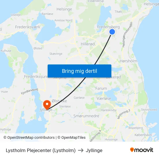 Lystholm Plejecenter (Lystholm) to Jyllinge map