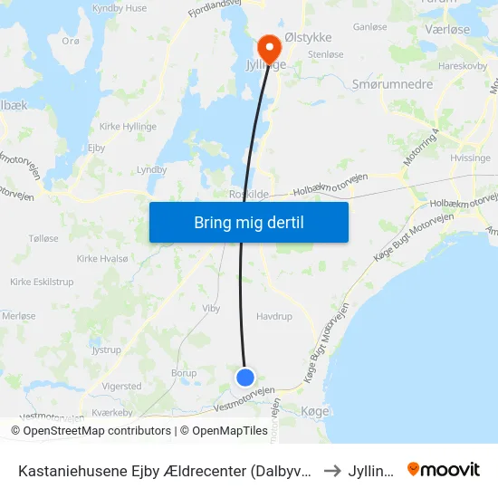 Kastaniehusene Ejby Ældrecenter (Dalbyvej) to Jyllinge map
