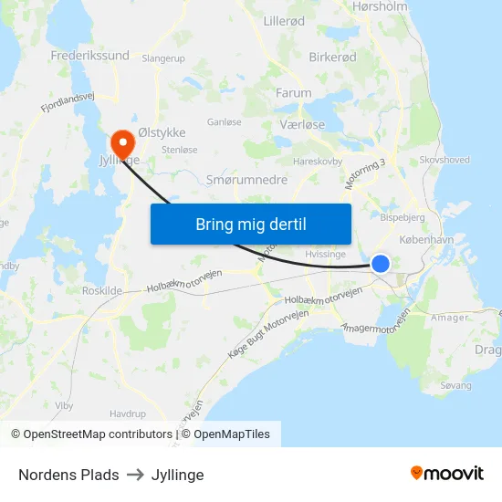 Nordens Plads to Jyllinge map