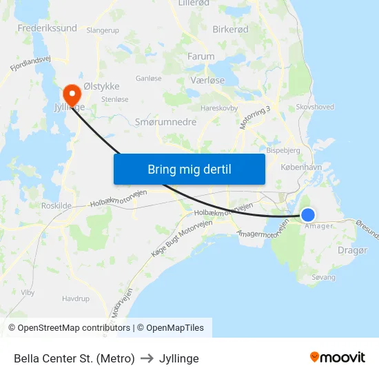 Bella Center St. (Metro) to Jyllinge map