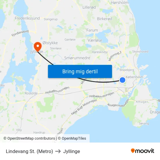 Lindevang St. (Metro) to Jyllinge map