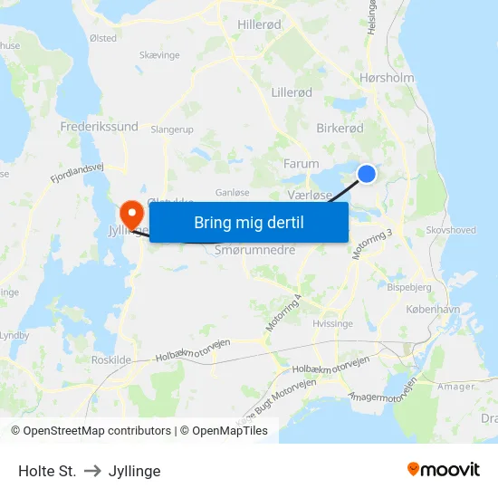 Holte St. to Jyllinge map