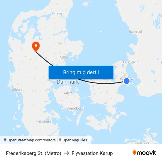 Frederiksberg St. (Metro) to Flyvestation Karup map