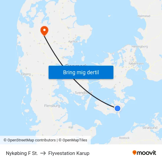 Nykøbing F St. to Flyvestation Karup map