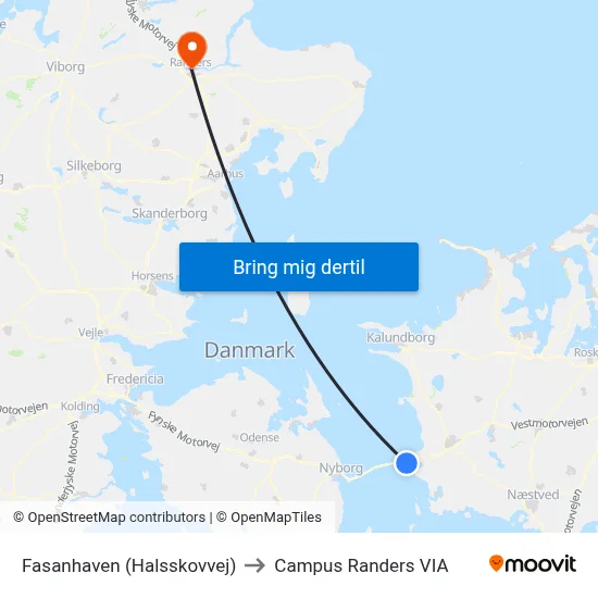 Fasanhaven (Halsskovvej) to Campus Randers VIA map