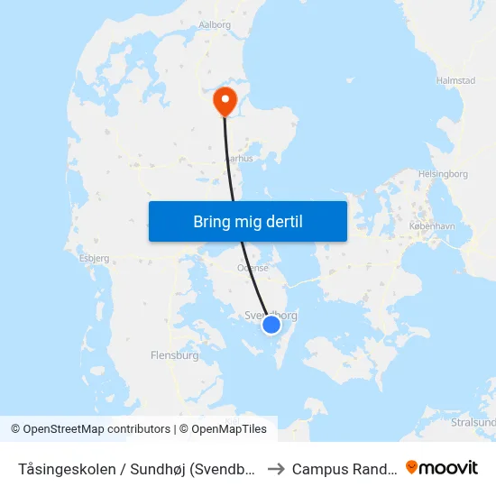 Tåsingeskolen / Sundhøj (Svendborg Kommune) to Campus Randers VIA map