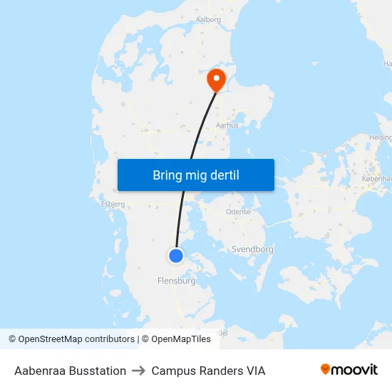 Aabenraa Busstation to Campus Randers VIA map