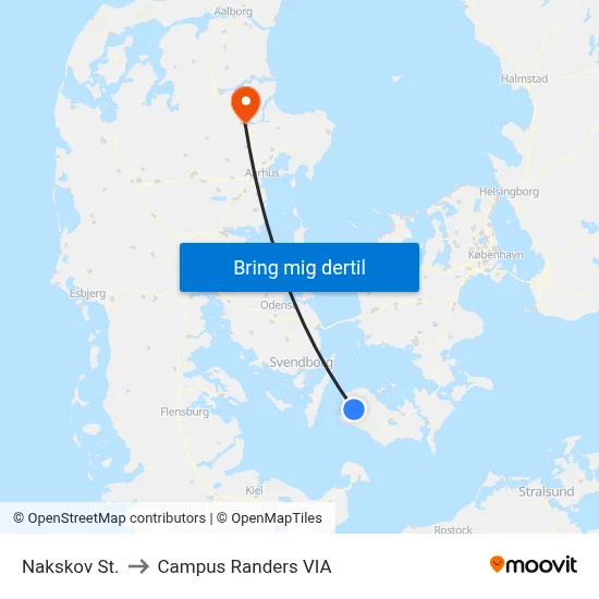 Nakskov St. to Campus Randers VIA map