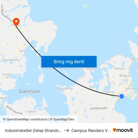 Industriskellet (Ishøj Strandvej) to Campus Randers VIA map
