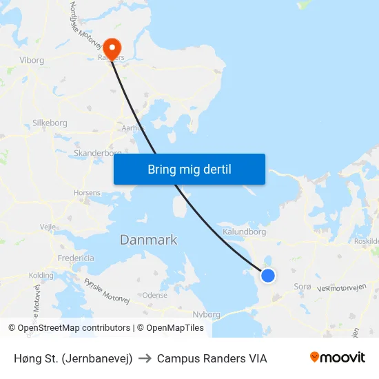 Høng St. (Jernbanevej) to Campus Randers VIA map