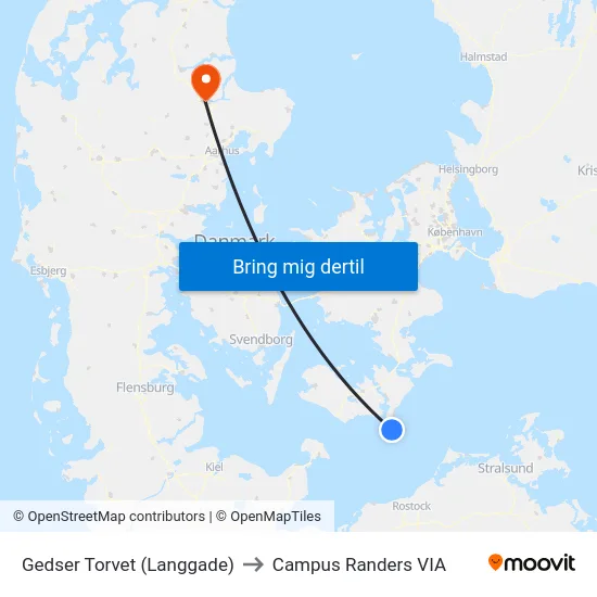 Gedser Torvet (Langgade) to Campus Randers VIA map