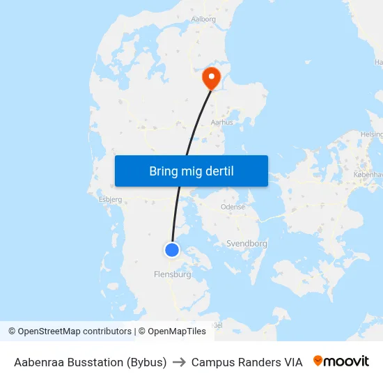 Aabenraa Busstation (Bybus) to Campus Randers VIA map
