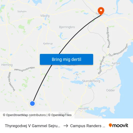 Thyregodvej V Gammel Sejrupvej to Campus Randers VIA map