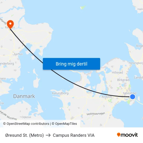 Øresund St. (Metro) to Campus Randers VIA map