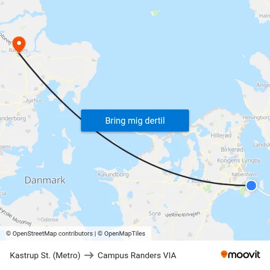 Kastrup St. (Metro) to Campus Randers VIA map