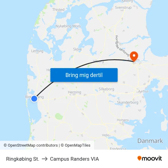 Ringkøbing St. to Campus Randers VIA map