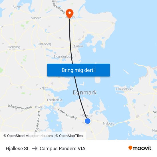 Hjallese St. to Campus Randers VIA map