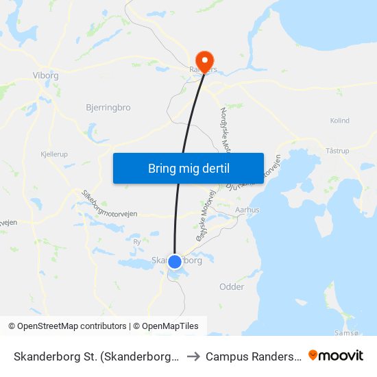 Skanderborg St. (Skanderborg Kom) to Campus Randers VIA map