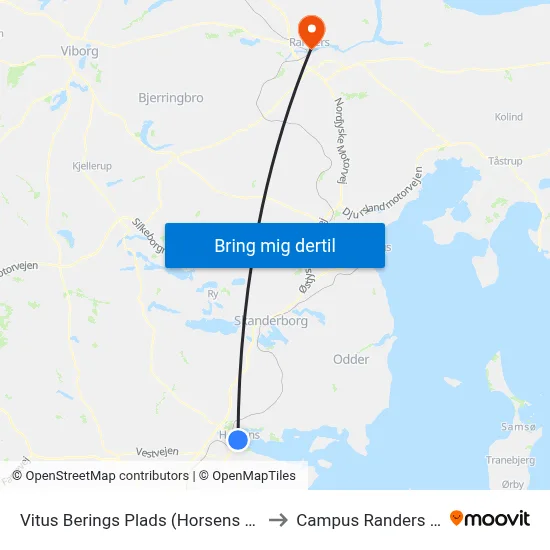 Vitus Berings Plads (Horsens Kom) to Campus Randers VIA map