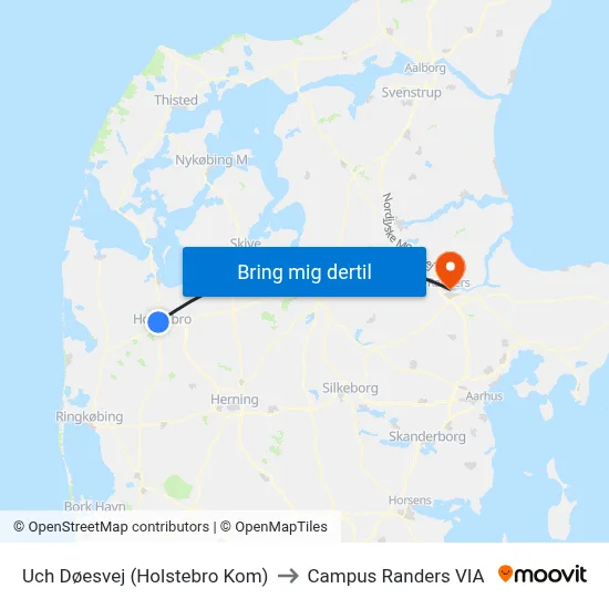 Uch Døesvej (Holstebro Kom) to Campus Randers VIA map