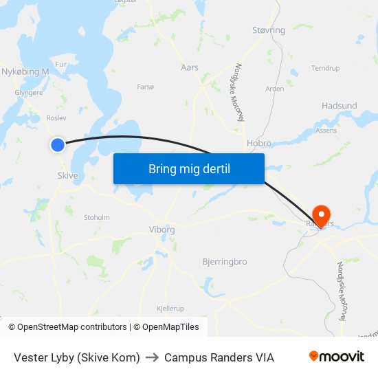 Vester Lyby (Skive Kom) to Campus Randers VIA map